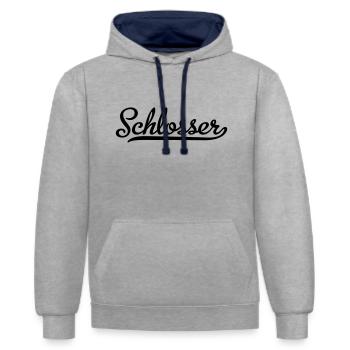 Schlosser - Kontrast-Hoodie - Grau meliert/Navy - Vorne - Liana (172cm) & Jaron (178cm)