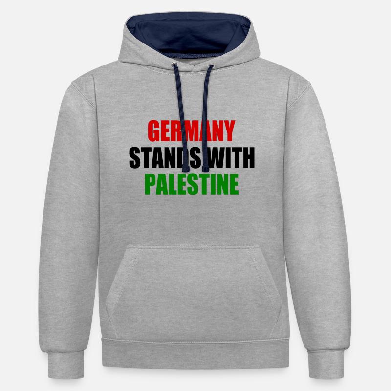 germany stands with palestine - Sweat à capuche contrasté - gris chiné/bleu marine