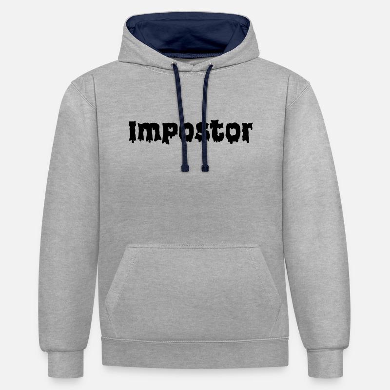 Imposteur - Sweat à capuche contrasté - gris chiné/bleu marine