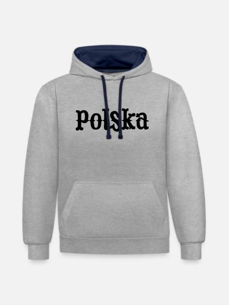 Polska Poland - Contrast hoodie - heather grey/navy
