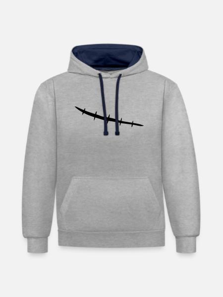 stitched_scar - Kontrast-Hoodie - Grau meliert/Navy