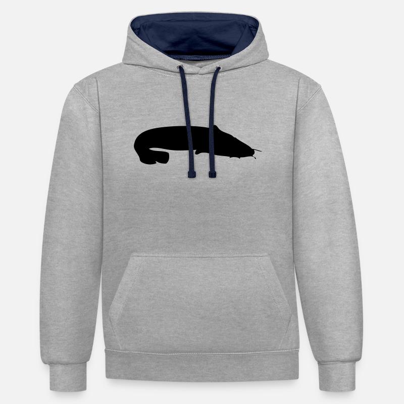 Silure - Sweat à capuche contrasté - gris chiné/bleu marine