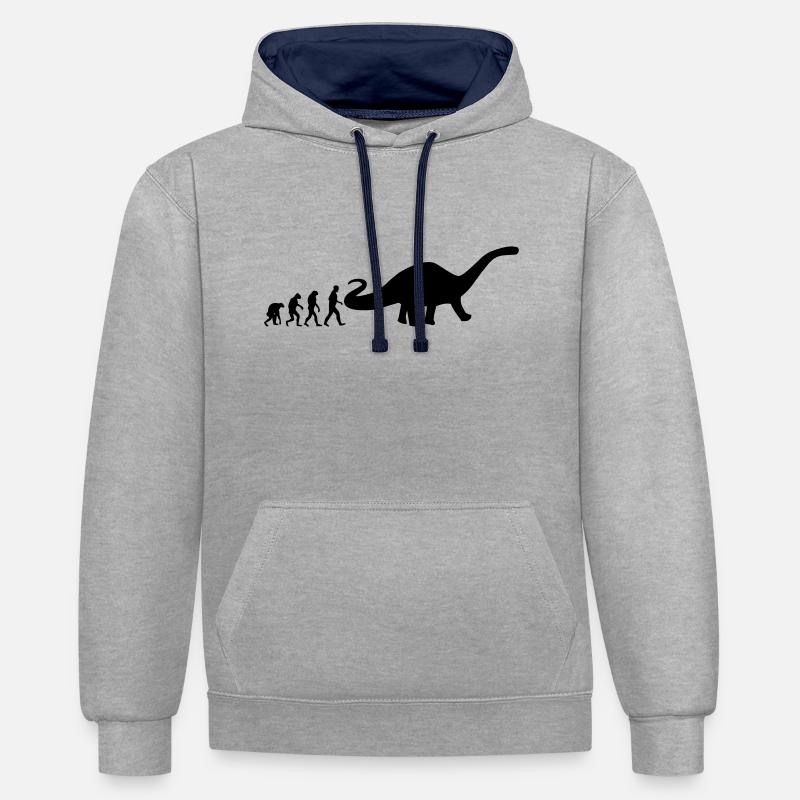 dino evolution - Sweat à capuche contrasté - gris chiné/bleu marine