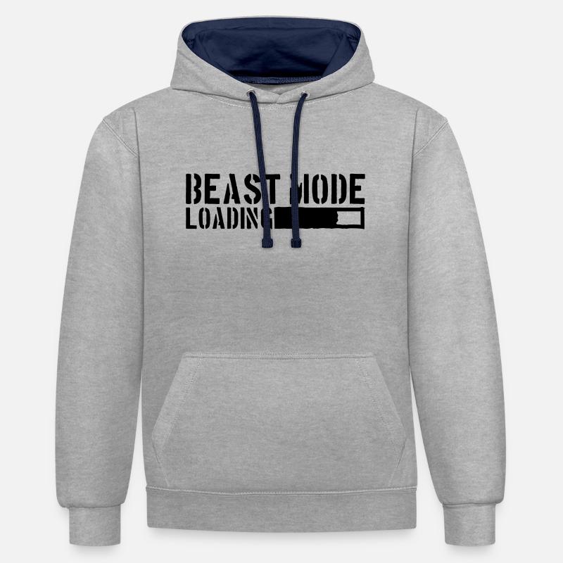 Beast Mode Loading Power - Kontrast-Hoodie - Grau meliert/Navy