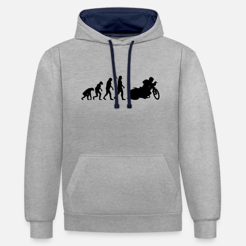 Speedway - Sweat à capuche contrasté - gris chiné/bleu marine