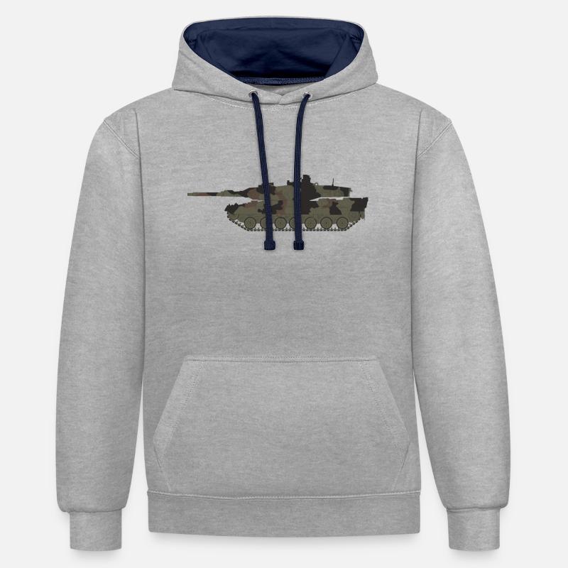 Leopard 2 A5 Germany - Sweat à capuche contrasté - gris chiné/bleu marine