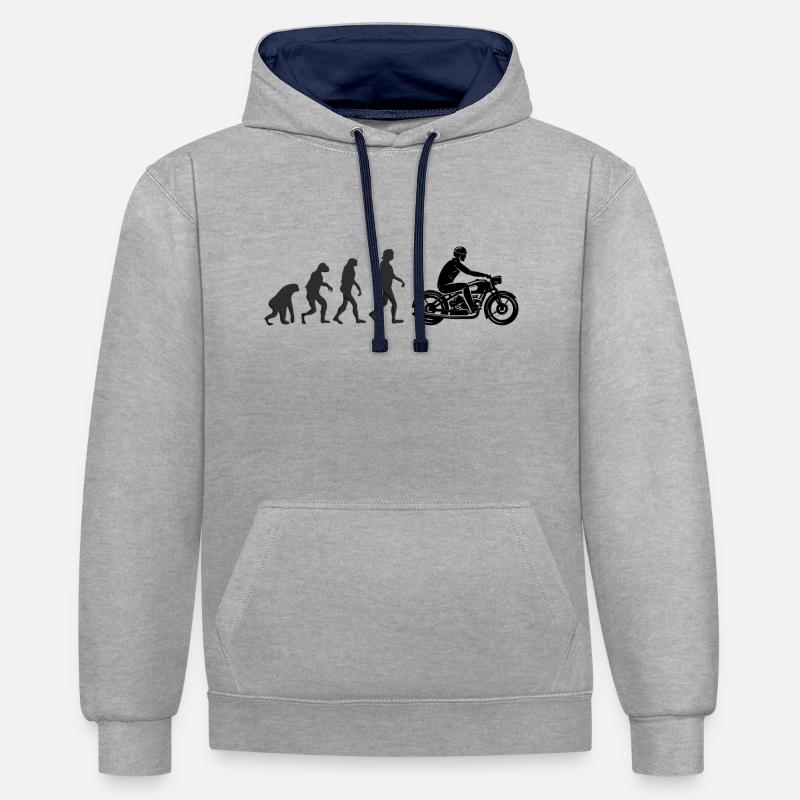 Biker - Human evolution - Contrast hoodie - heather grey/navy