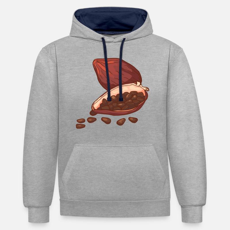 Cacao choucé chocolat cacao fèves - Sweat à capuche contrasté - gris chiné/bleu marine