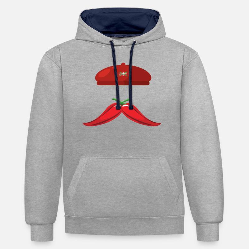 BASQUE - pays basque - Sweat à capuche contrasté - gris chiné/bleu marine