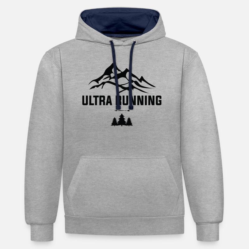 Ultra Running Trailrun Trailrunner Marathon - Sweat à capuche contrasté - gris chiné/bleu marine