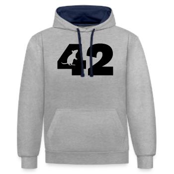Die Antwort - Kontrast-Hoodie - Grau meliert/Navy - Vorne - Liana (172cm) & Jaron (178cm)