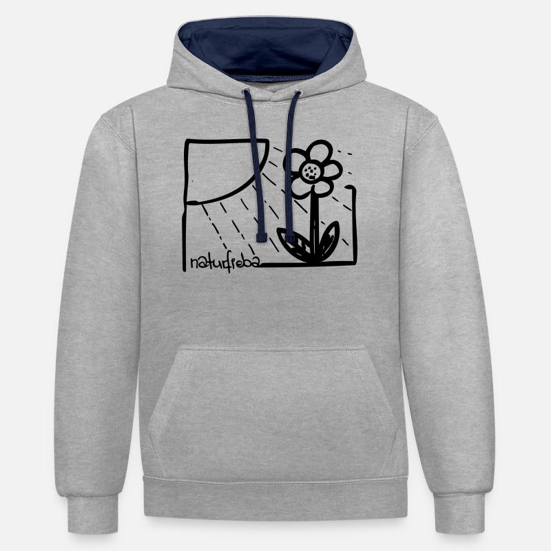 naturfieba - Sweat à capuche contrasté - gris chiné/bleu marine