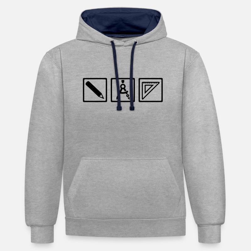 Architecte - Sweat à capuche contrasté - gris chiné/bleu marine