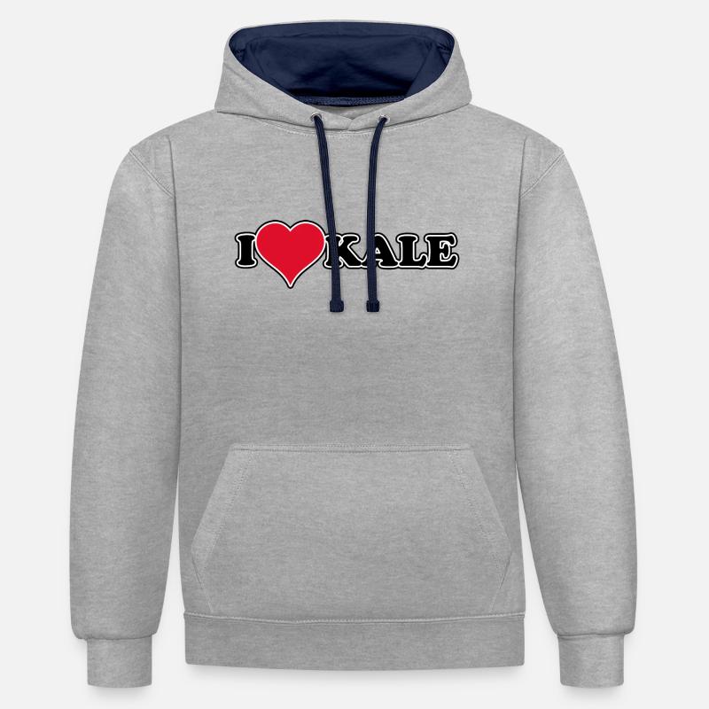 J’adore Kale -1970s Retro - Sweat à capuche contrasté - gris chiné/bleu marine