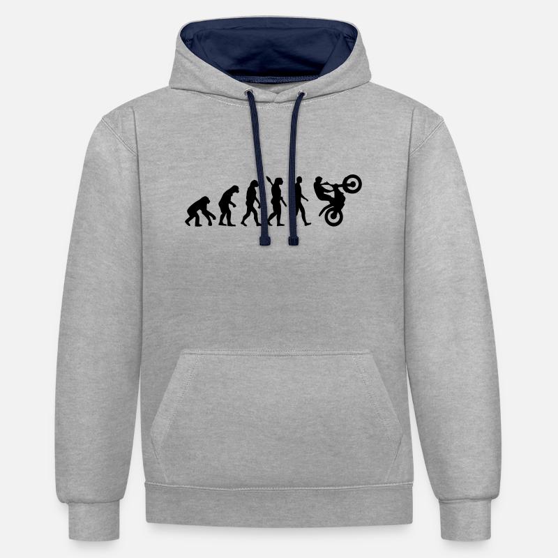 Évolution Motocross - Sweat à capuche contrasté - gris chiné/bleu marine