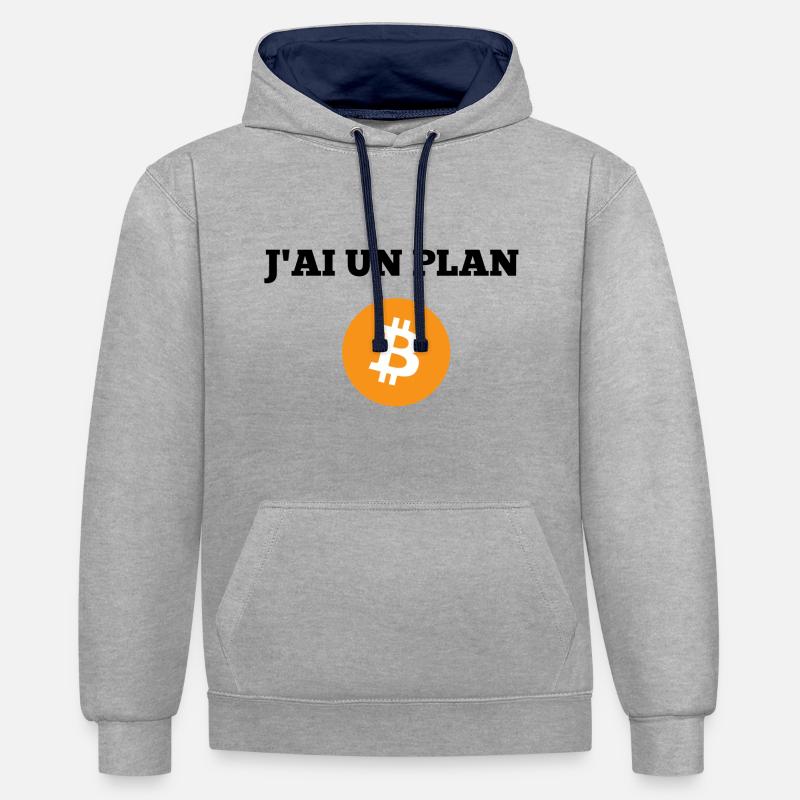 PLAN B Bitcoin & cryptommonaie - Sweat à capuche contrasté - gris chiné/bleu marine