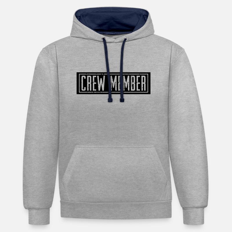 Membre d’équipage - Sweat à capuche contrasté - gris chiné/bleu marine
