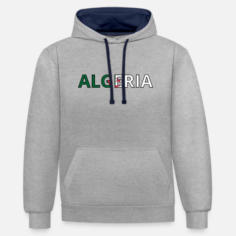 Drapeau Algeria - Sweat à capuche contrasté - gris chiné/bleu marine