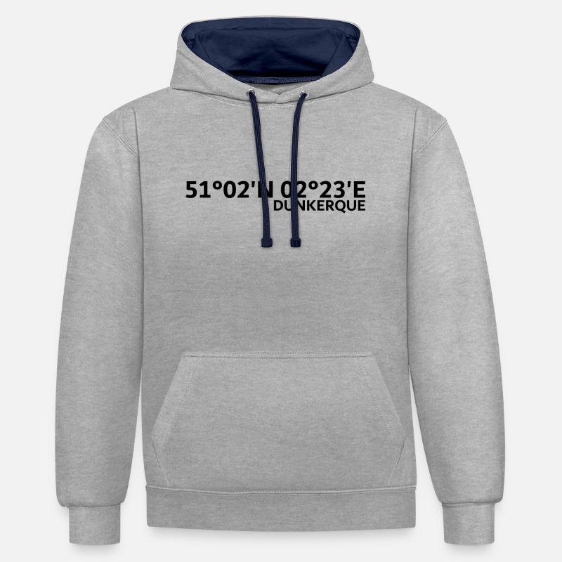 Coordonnées de Dunkerque - Sweat à capuche contrasté - gris chiné/bleu marine