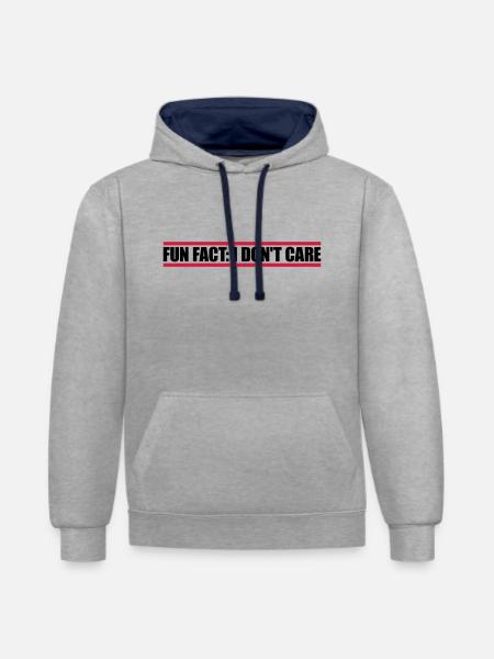 I don't care fact - Contrast hoodie - heather grey/navy