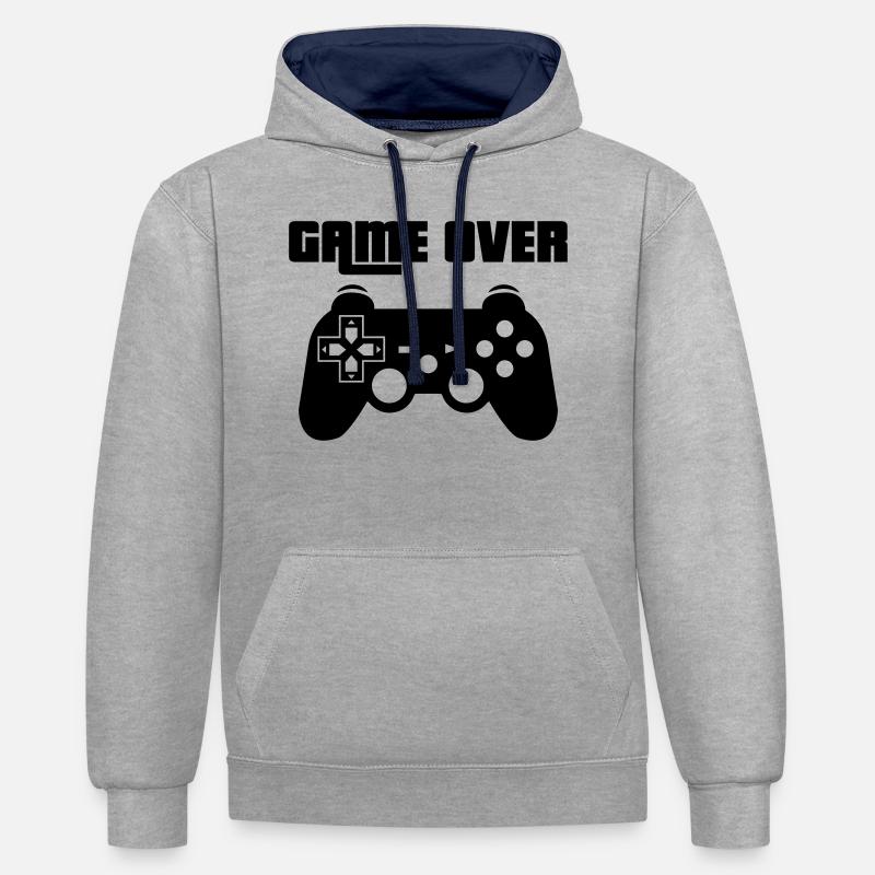 Game Over Play station - Sweat à capuche contrasté - gris chiné/bleu marine