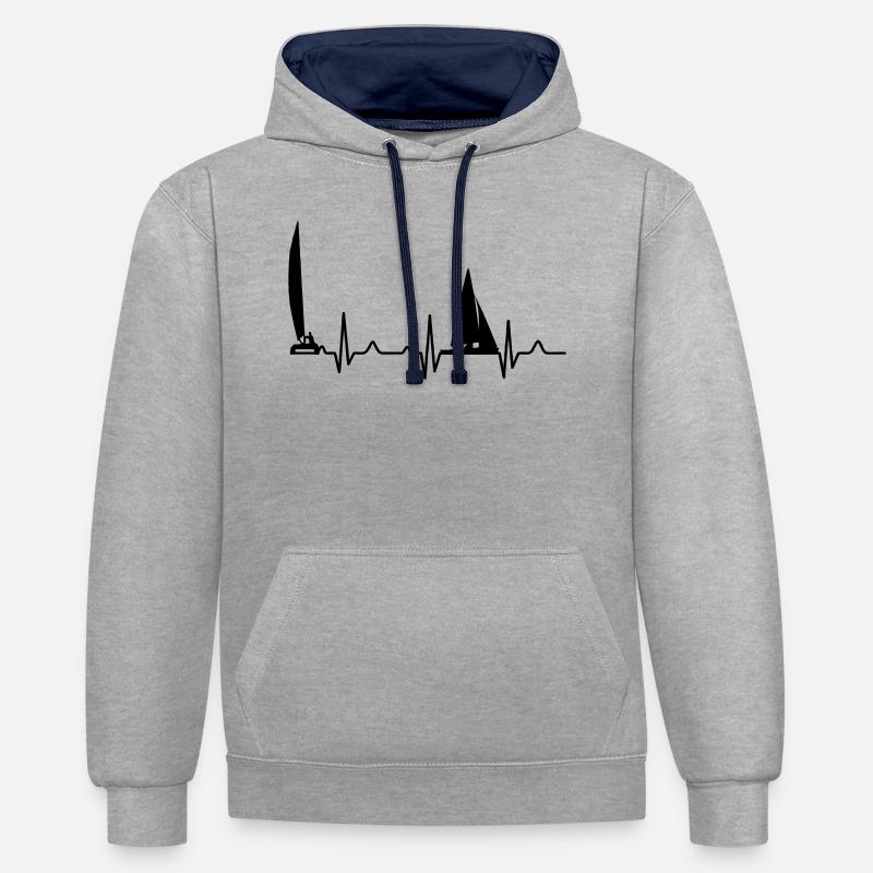 voile - Sweat à capuche contrasté - gris chiné/bleu marine