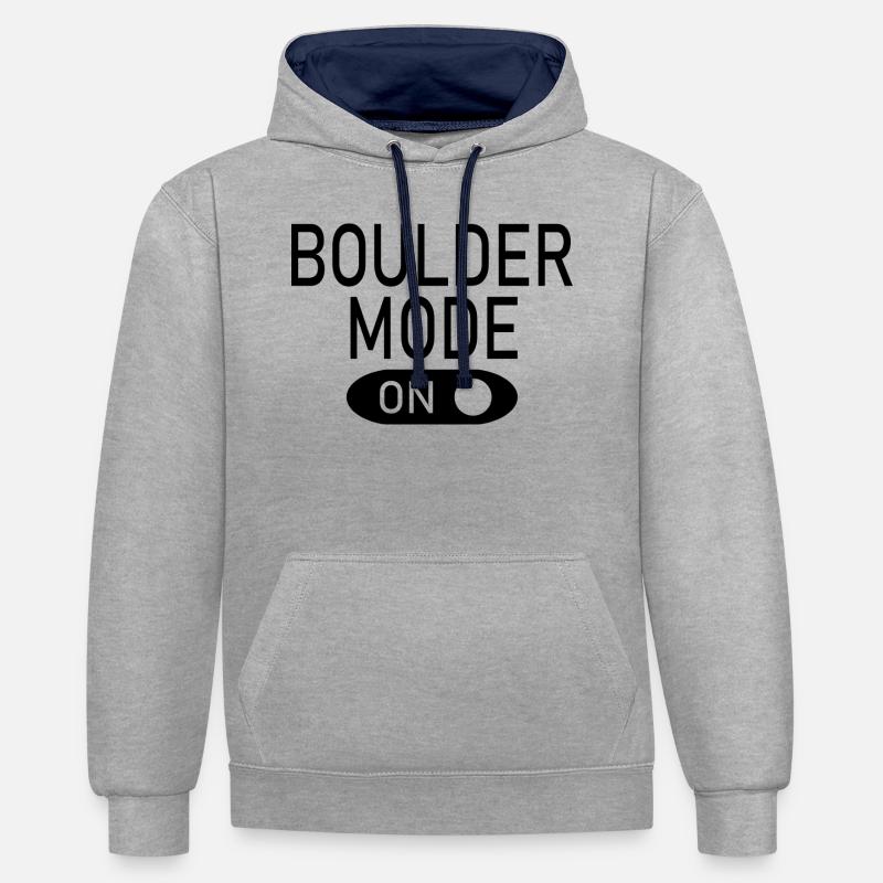 Escalade de bloc - Sweat à capuche contrasté - gris chiné/bleu marine