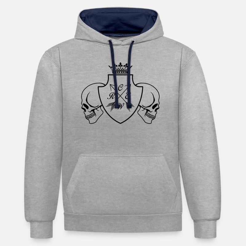 Crew Skull - Kontrast-Hoodie - Grau meliert/Navy