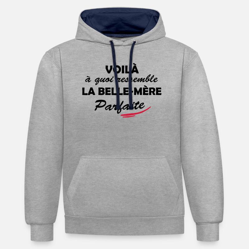belle-mère parfaite - Sweat à capuche contrasté - gris chiné/bleu marine