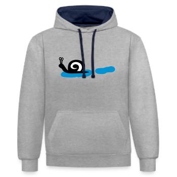 Schnecke und Schneckenschleim light - Kontrast-Hoodie - Grau meliert/Navy - Vorne - Liana (172cm) & Jaron (178cm)
