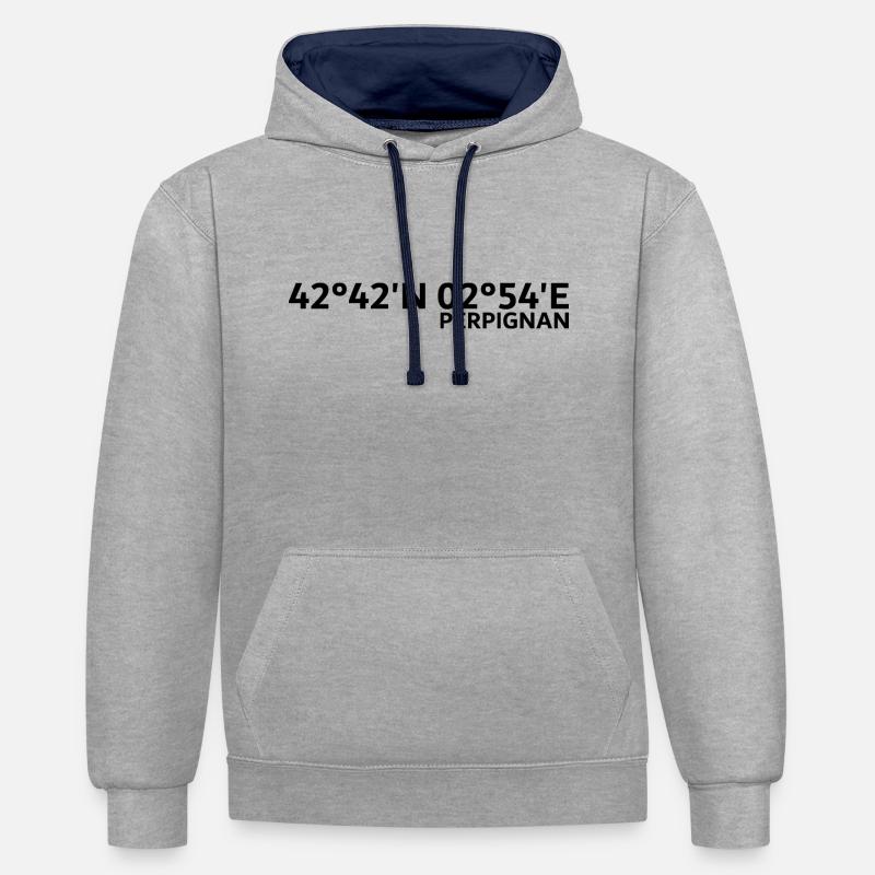 Coordonnées de Perpignan - Sweat à capuche contrasté - gris chiné/bleu marine