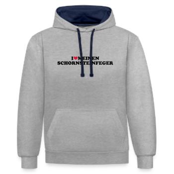 Schornsteinfeger - Kontrast-Hoodie - Grau meliert/Navy - Vorne - Liana (172cm) & Jaron (178cm)