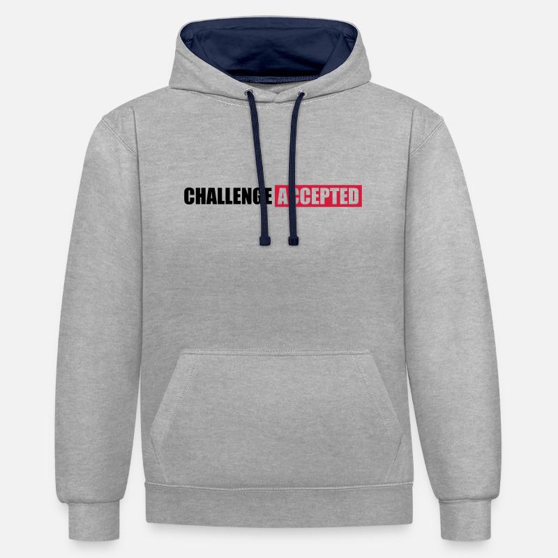 Contester le texte accepté Design - Sweat à capuche contrasté - gris chiné/bleu marine