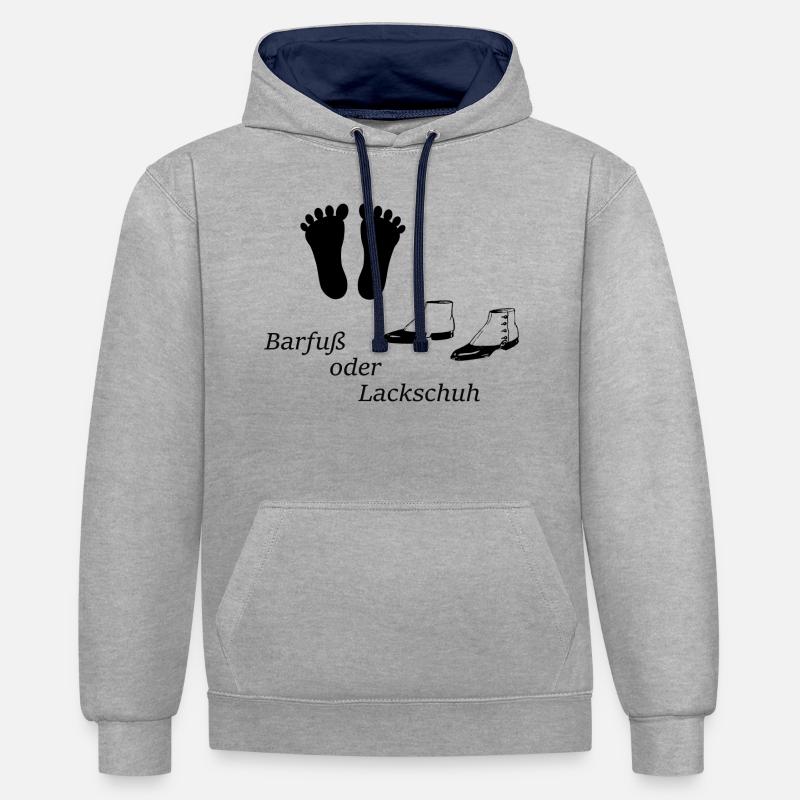 Barfuss oder Lackschuh - Kontrast-Hoodie - Grau meliert/Navy