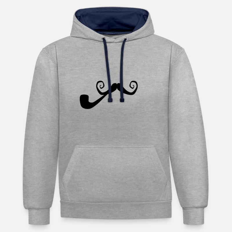 Barbe au sifflet - Sweat à capuche contrasté - gris chiné/bleu marine