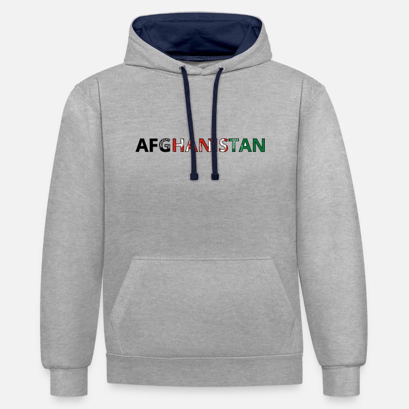 Drapeau Afghanistan - Sweat à capuche contrasté - gris chiné/bleu marine