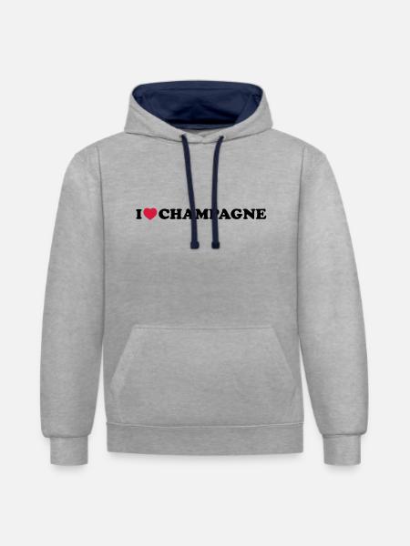 I_love_ - Contrast hoodie - heather grey/navy
