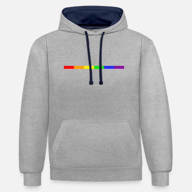Pride H Stripe - Sweat à capuche contrasté - gris chiné/bleu marine