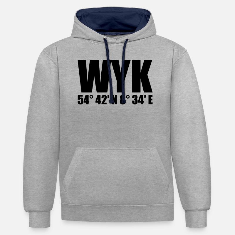 Coordonnées Wyk - Sweat à capuche contrasté - gris chiné/bleu marine