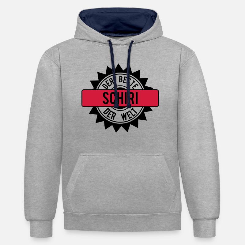 le meilleur 2c schiri - Sweat à capuche contrasté - gris chiné/bleu marine