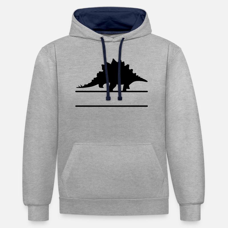 Dinosaurier - eigenen Text, eigener Name - Kontrast-Hoodie - Grau meliert/Navy
