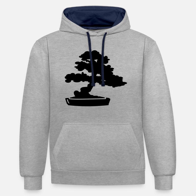 Bonsai Arbre - Sweat à capuche contrasté - gris chiné/bleu marine