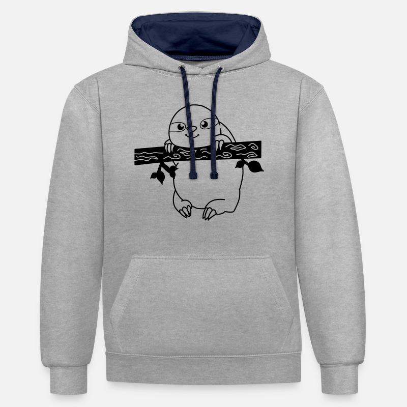 faultier_01 - Sweat à capuche contrasté - gris chiné/bleu marine