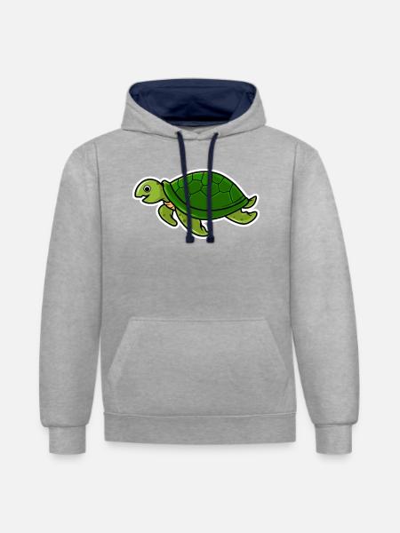 turtle - Contrast hoodie - heather grey/navy