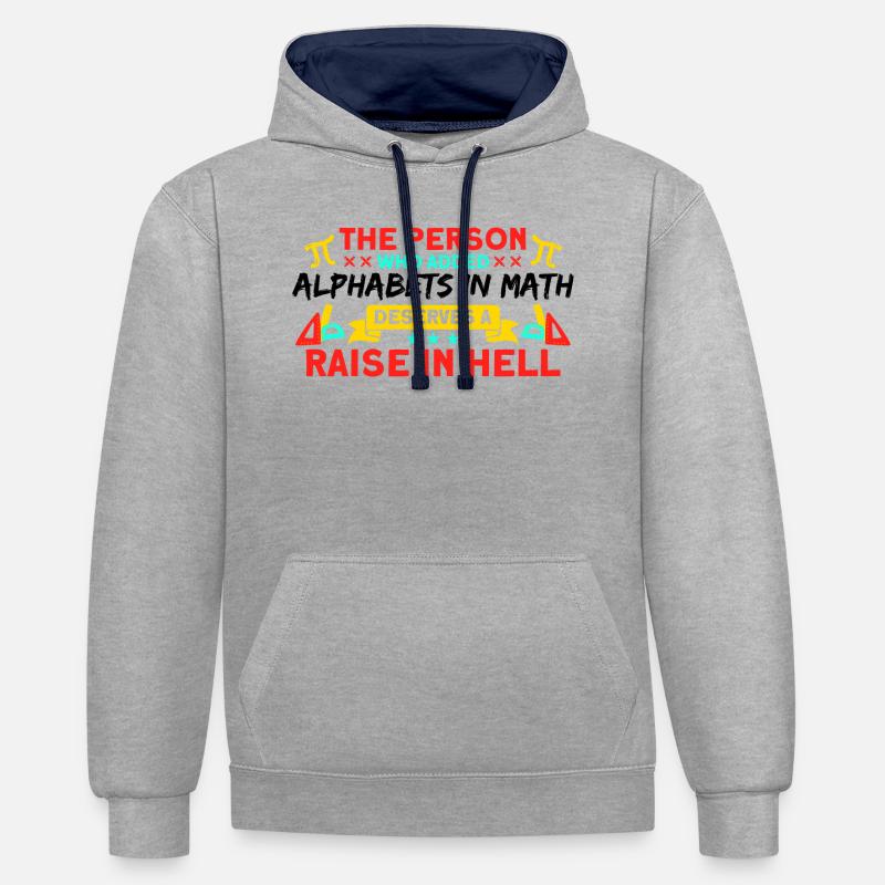 Math Mathématiques Sciences Math Cadeau - Sweat à capuche contrasté - gris chiné/bleu marine