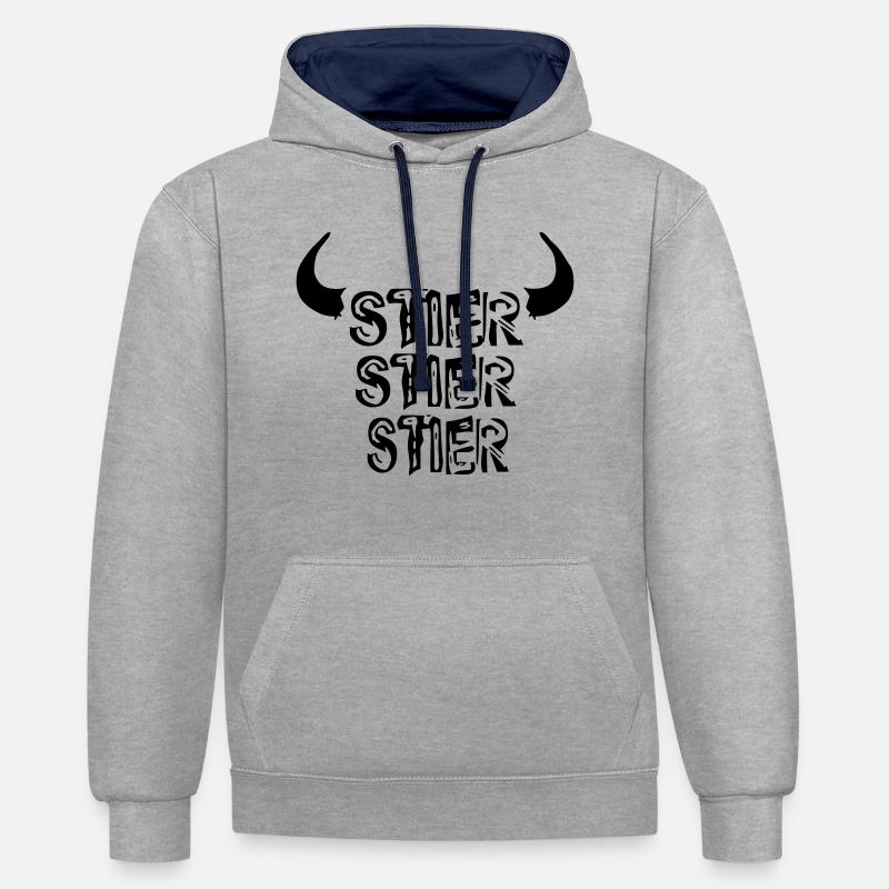 Taureau, taureau! - Sweat à capuche contrasté - gris chiné/bleu marine
