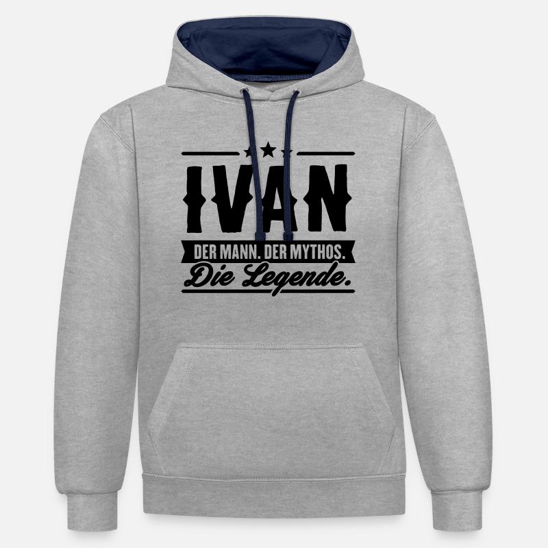 Man Myth Legend Ivan - Sweat à capuche contrasté - gris chiné/bleu marine