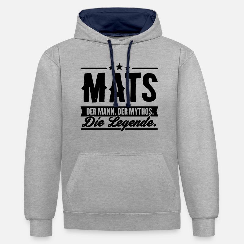 Man Myth Legend Mats - Sweat à capuche contrasté - gris chiné/bleu marine