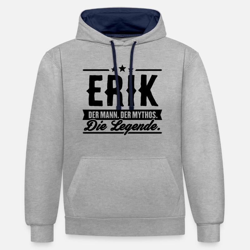 Man Myth Légende Erik - Sweat à capuche contrasté - gris chiné/bleu marine