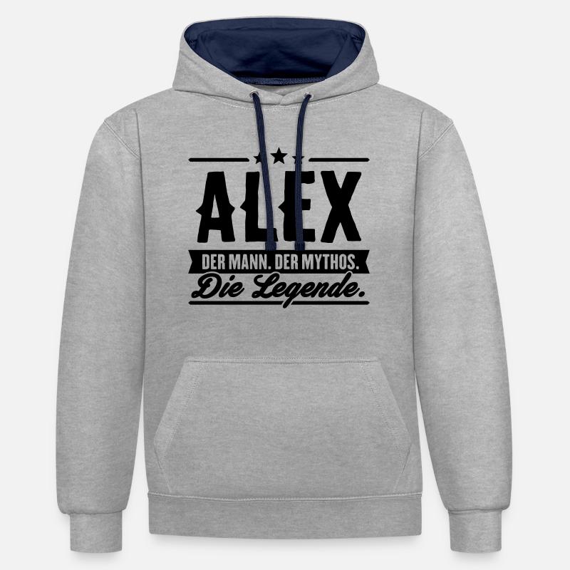 Man Myth Legend Alex - Sweat à capuche contrasté - gris chiné/bleu marine